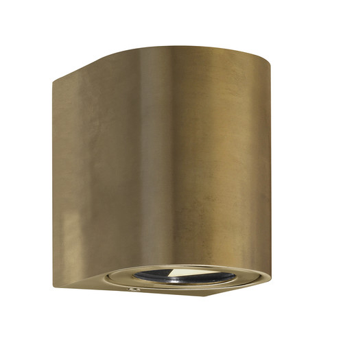 Canto 2 Up and Down Outdoor Garden Pillar Wall Light Brass 2x6W LED 3000K Warm White