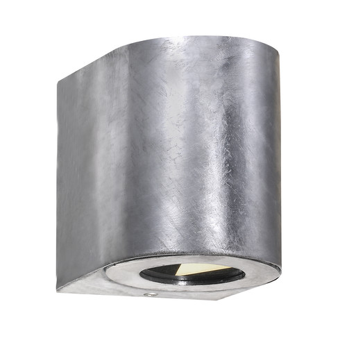 Canto 2 Up and Down Outdoor Garden Pillar Wall Light Galvanized 2x5W LED 3000K Warm White