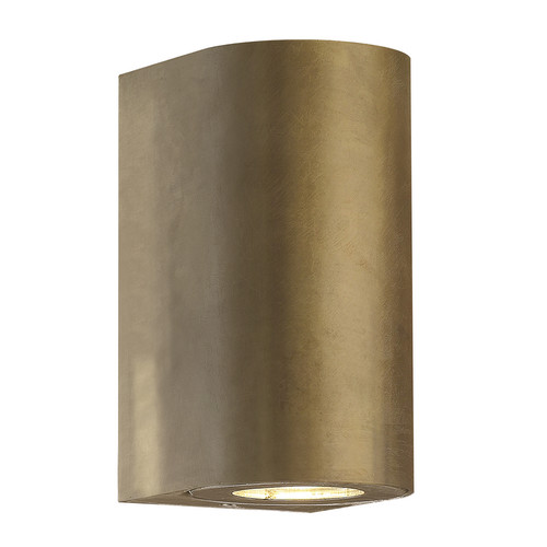 Canto 2 Maxi Up and Down GU10 Outdoor Garden Pillar Wall Light Brass 2x28W