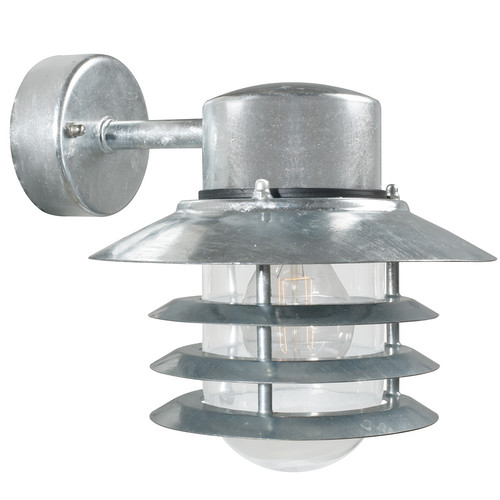 Vejers Down Outdoor Garden Lantern Wall Light 60W Galvanized
