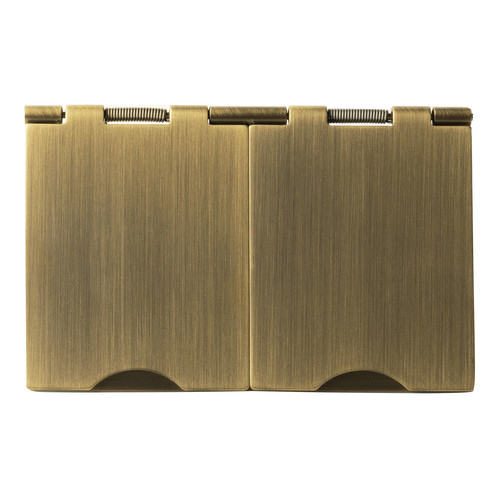 Horizon Square Floor Socket 2 gang 5 amp unswitched Antique Brass
