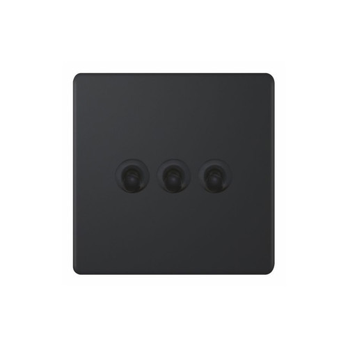 Dolly Switch Screwless 3 gang 2 way Matt Black