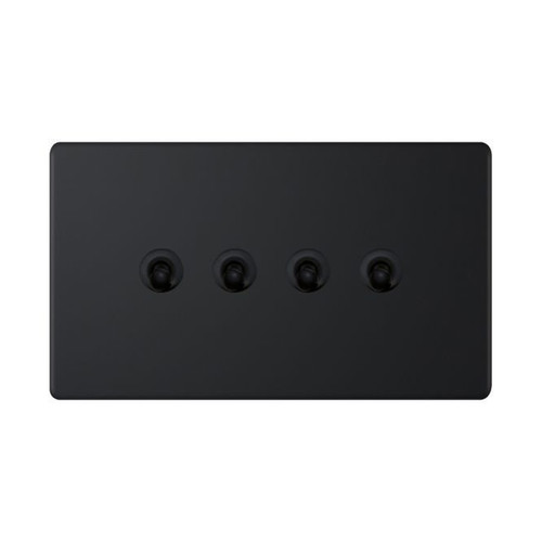 Dolly Switch Screwless 4 gang 2 way Matt Black