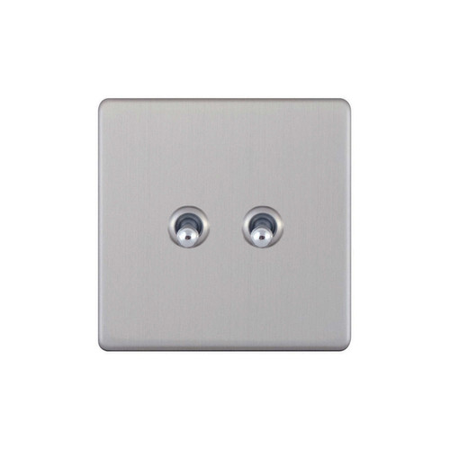 Dolly Switch Screwless 2 gang 10amp 2 way Brushed Stainless