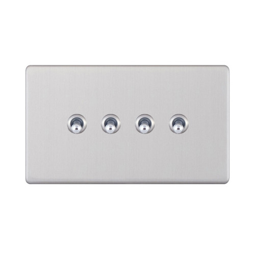 Dolly Switch Screwless 4 gang 10 amp 2 way Brushed Stainless