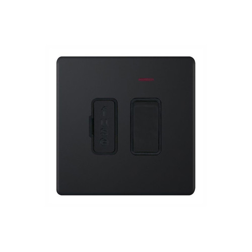 Fuse Spur Screwless 1 gang 13 amp neon switch fuse spur Matt Black