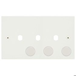 Horizon Square Dimmer Plate and Caps Paintable 3 gang Primed White