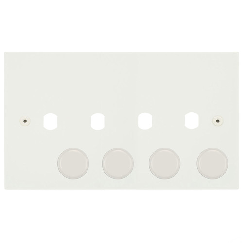 Horizon Square Dimmer Plate and Caps 4 gang Primed White