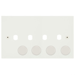 Horizon Square Dimmer Plate and Caps Paintable 4 gang Primed White