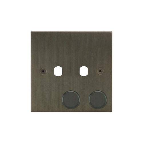 Horizon Square Dimmer Plate and Caps 2 gang Jordan Bronze