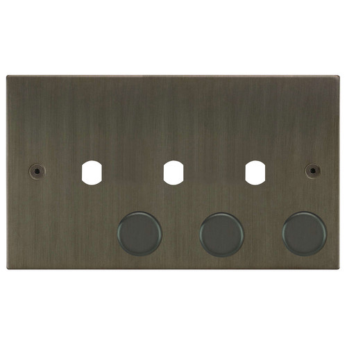 Horizon Square Dimmer Plate and Caps 3 gang Jordan Bronze