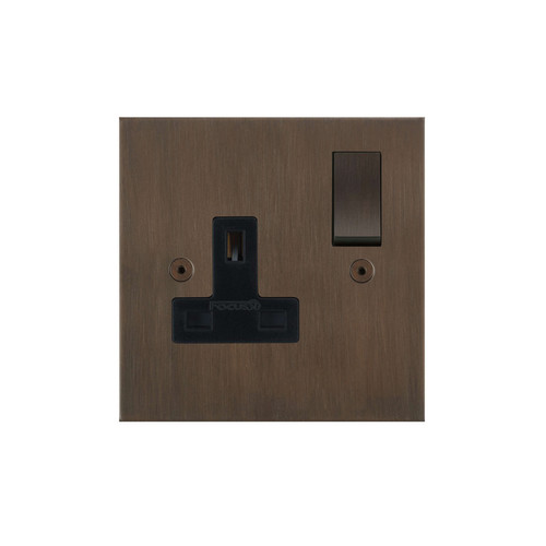 Horizon Square Switched Socket Outlet 1 gang 13 amp Chocolate Bronze