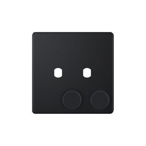 Dimmer Plate Screwless With Knobs 2 gang Matt Black