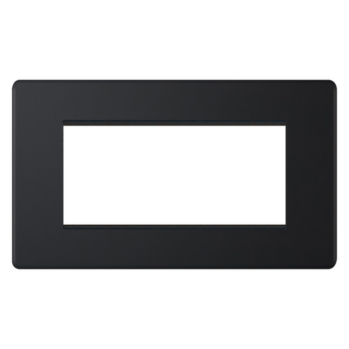 Euro Plate Screwless 4 Gang Euro Plate Matt Black