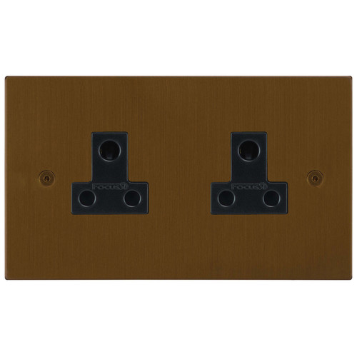 Horizon Square Socket 2 gang 5 amp unswitched Antique Bronze
