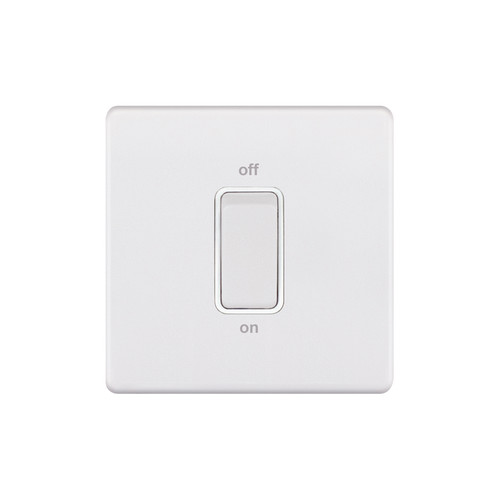 Cooker Switch Screwless 1 gang plate DP 45 amp cooker Matt White