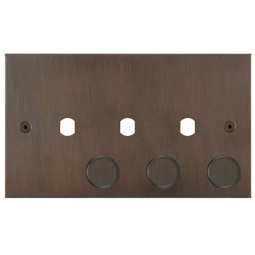 Horizon Square Dimmer Plate and Caps 3 Gang Chocolate Bronze