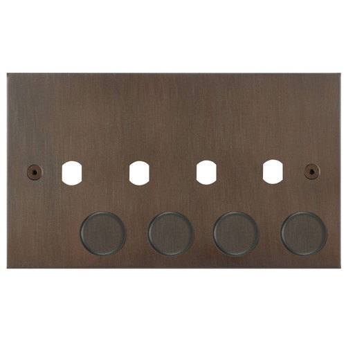 Horizon Square Dimmer Plate and Caps 4 Gang Chocolate Bronze