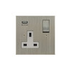 Horizon Square Switched Socket Outlet with USB-A Charger 1 gang 13 amp Satin Nickel