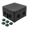 Waterproof Junction Box Debox 11 with 5 x Connectors (85mm) 10 Way Membrane-Covered Entries Black