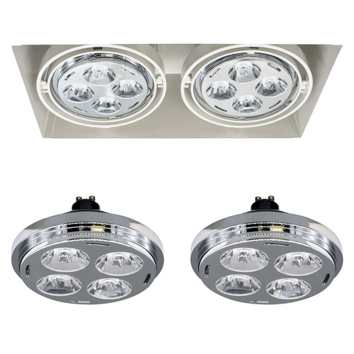 Grid Trimless Double Optic LED 2 x 15W Dimmable Warm White (2700K) Downlight 4° White