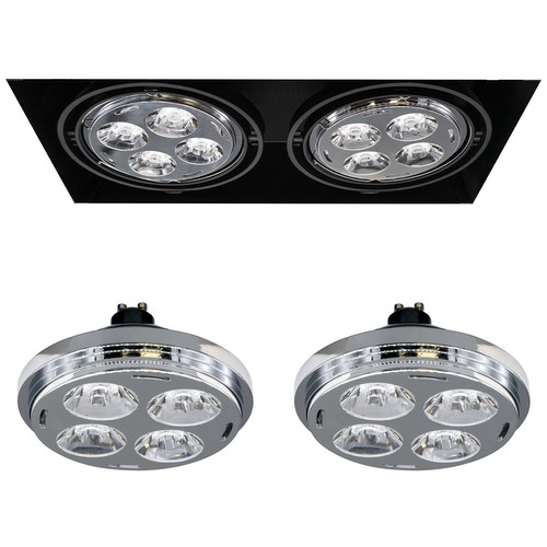 Grid Trimless Double Optic LED 2 x 15W Dimmable Warm White (2700K) Downlight 4° Black