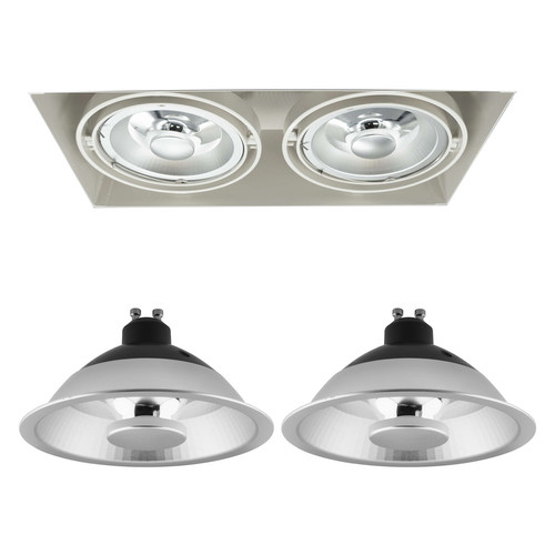 Grid Trimless Double Reality ES111 LED Short 2x12W Dimmable (2700K Warm White) Downlight 35° White