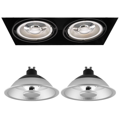 Grid Trimless Double Reality ES111 LED Short 2x12W Dimmable (2700K Warm White) Downlight 35° Black