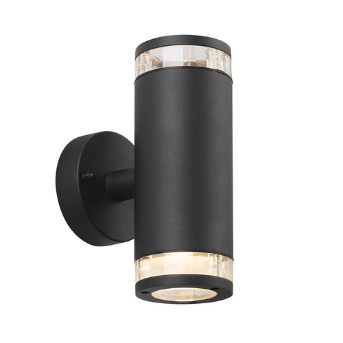 Birk Double Up and Down Outdoor Garden Wall Light 2x28W Black