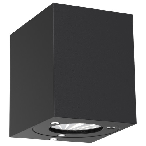 Canto Kubi 2 Seaside Up and Down Outdoor Garden Pillar Wall Light Black 2x6W 3000K Warm White