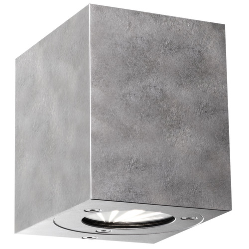 Canto Kubi 2 Up and Down Outdoor Garden Pillar Wall Light Galvanised 2x6W 3000K Warm White
