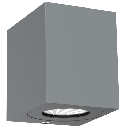Canto Kubi 2 Up and Down Outdoor Garden Pillar Wall Light Grey 2x6W 3000K Warm White