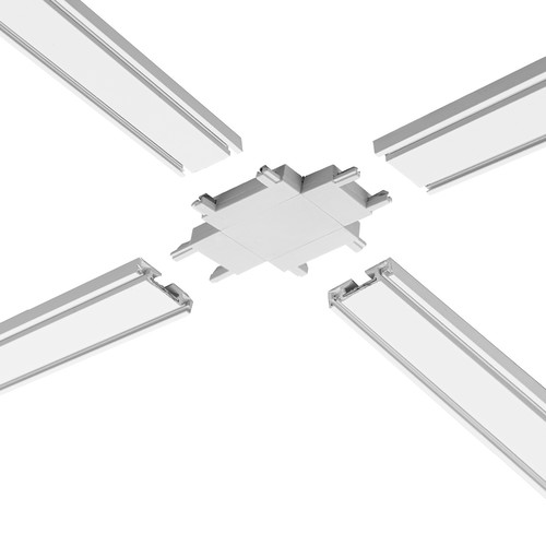 Laser Ultra Slim Magnetic Track 'X' Horizontal Corner Joint 48V White
