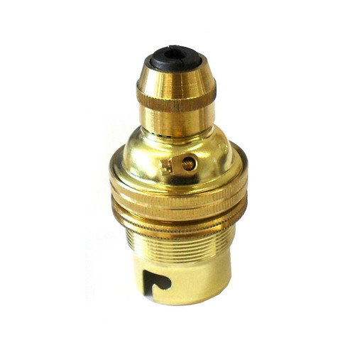 Unswitched Lamp Holder with Cord Grip 13mm Brass B22