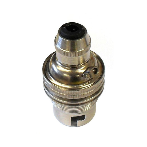 Unswitched Lamp Holder with Cord Grip 13mm Nickel B22