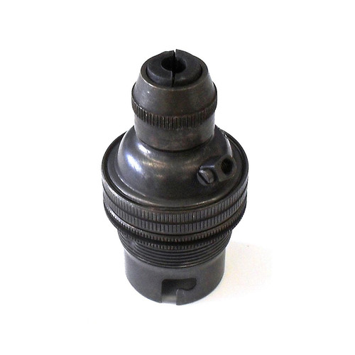 Unswitched Lamp Holder with Cord Grip 13mm Bronze B22