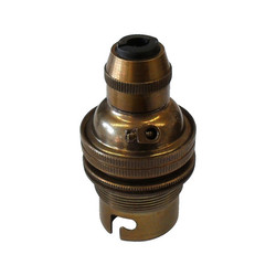 Unswitched Lamp Holder with Cord Grip 13mm Antique Brass B22