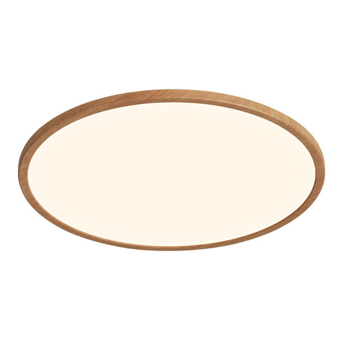 Oja 42 Round Flush Bathroom Ceiling Light IP54 Wood 2700K Warm White