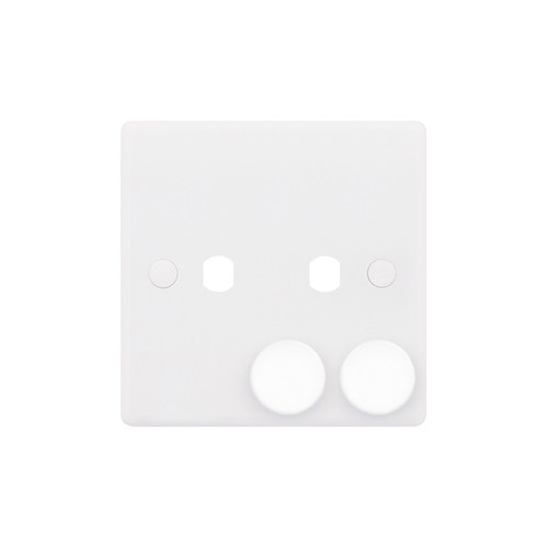 Dimmer Plate With Knobs 2 Gang Plate White