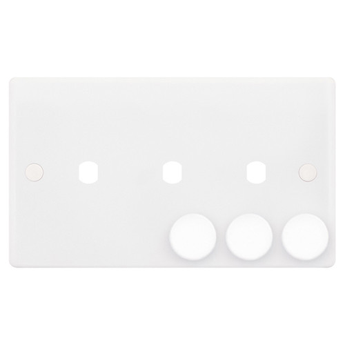 Dimmer Plate With Knobs 3 Gang Plate White