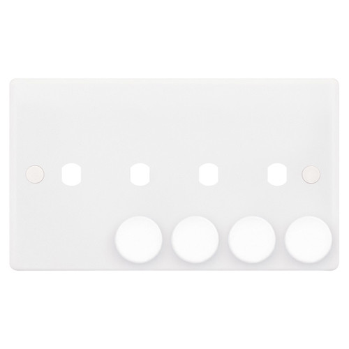 Dimmer Plate With Knobs 4 Gang Plate White