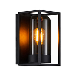 Griffin Outdoor Garden Wall Light Black Smoked 15W