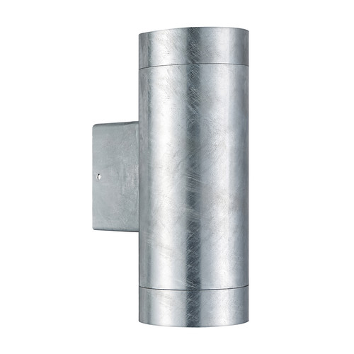 Tin Maxi Up & Down Outdoor Garden Pillar Wall Light Galvanized 2x28W