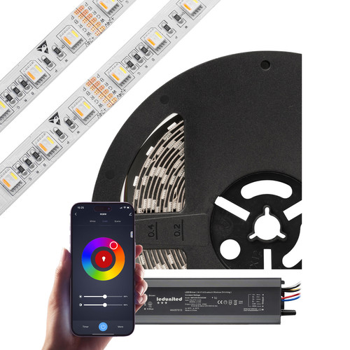 LED Strip Flexible Tape Light  5 in 1 LED RGB CCT IP20 Zonik Wifi and Bluetooth Smart Kit 24V 120W (24W/m) RGB CCT 2500K + 6000K