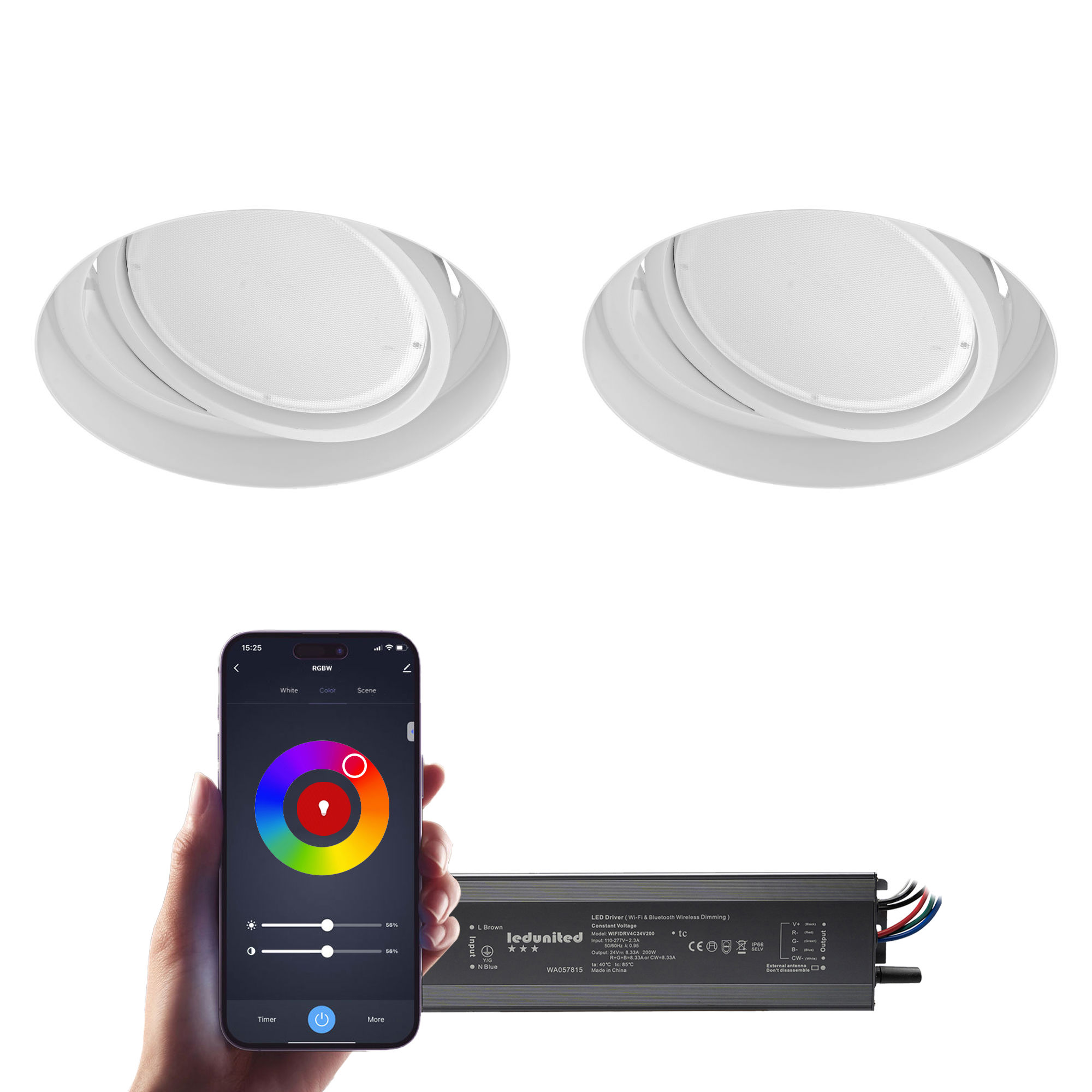 Trimless Round Adjustable RGBW LED Module Zonik Wifi and Bluetooth ...