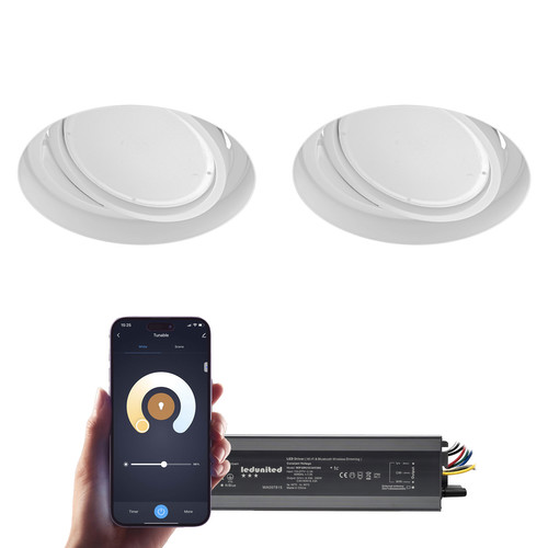 Trimless Round Adjustable Tunable White LED Module Downlight Zonik Wifi and Bluetooth Smart Kit 24V White 24W 2700K - 6500K
