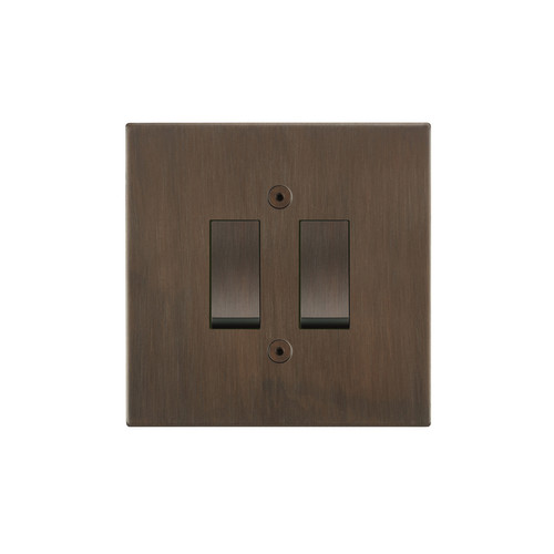 Horizon Square Rocker Switch 2 gang 20 amp 2 way Chocolate Bronze