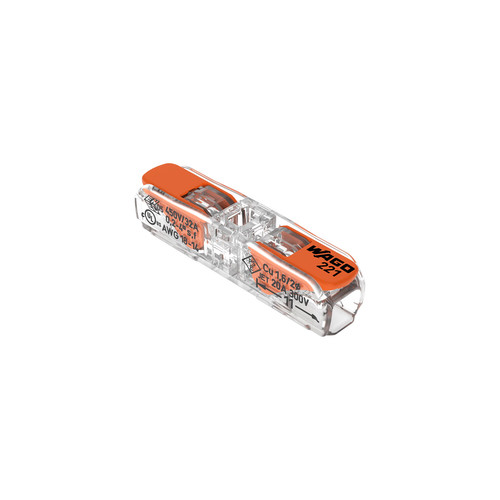 WAGO 2-Way Inline Compact Lever Splicing Terminal Connector (0.2-4 mm²) Clear