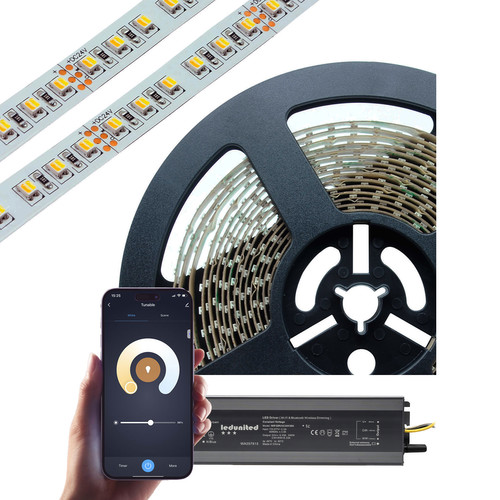 LED Strip Flexible Tape Tunable White 5m Zonik Wifi and Bluetooth Smart Kit 24V 96W (19.2W/m) 2500K - 6500K