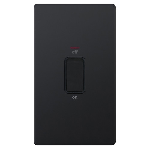 Cooker Switch Screwless 45 amp cooker neon Matt Black